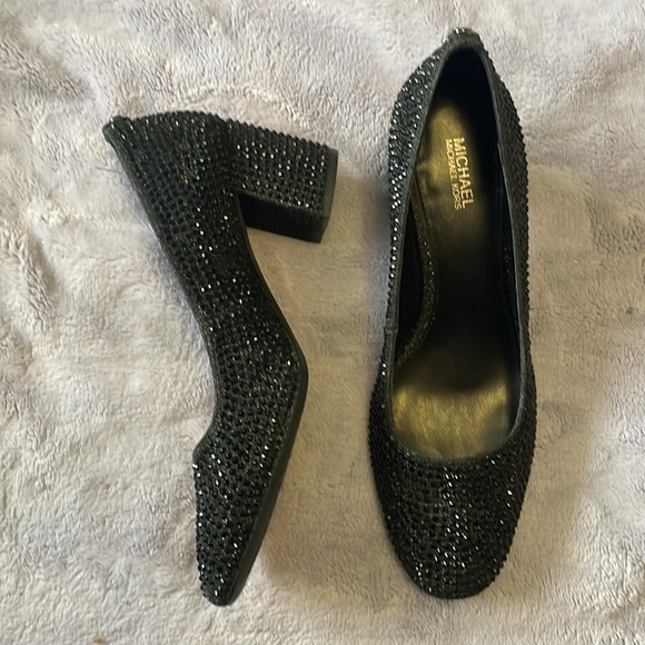 Michael Kors black block heel studded sparkly heels - Picture 2 of 7